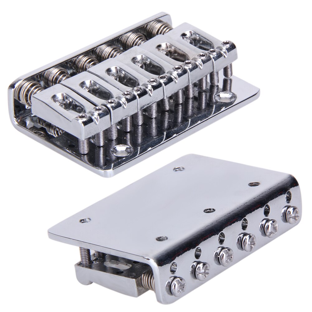 6 Saddle Hardtail Bridge with 5 Screws Top Load Guitar Tailpiece for Electric Guitar Accessory, Chrome 65mm Metal Fixed Hardtail