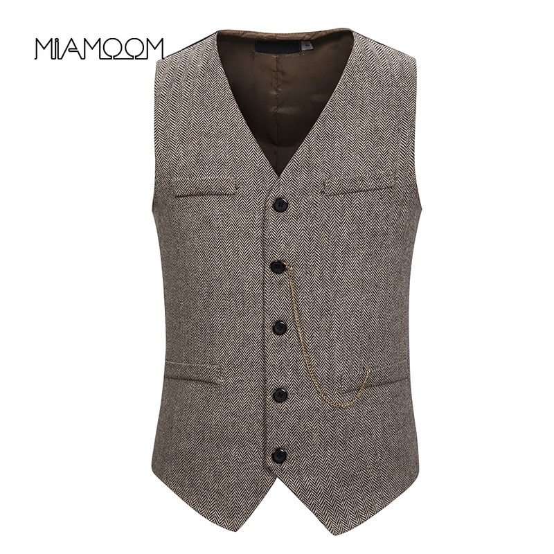 Miamoom Heren Mouwloos Pak Vest Smart Casual Enkele Breasted Vest Voor Mannen Pak Vest