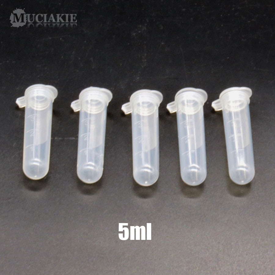 Muciakie 0.2ml 0.5ml 1.5ml 2ml 5ml 10ml børnehavebakker pp centrifugerør med lågflaske til lagring af varer