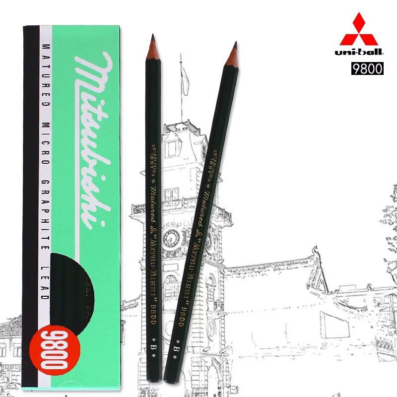 2 pièces UNI MITSUBISHI crayon 9800 Test carte dessin crayons Art croquis crayon