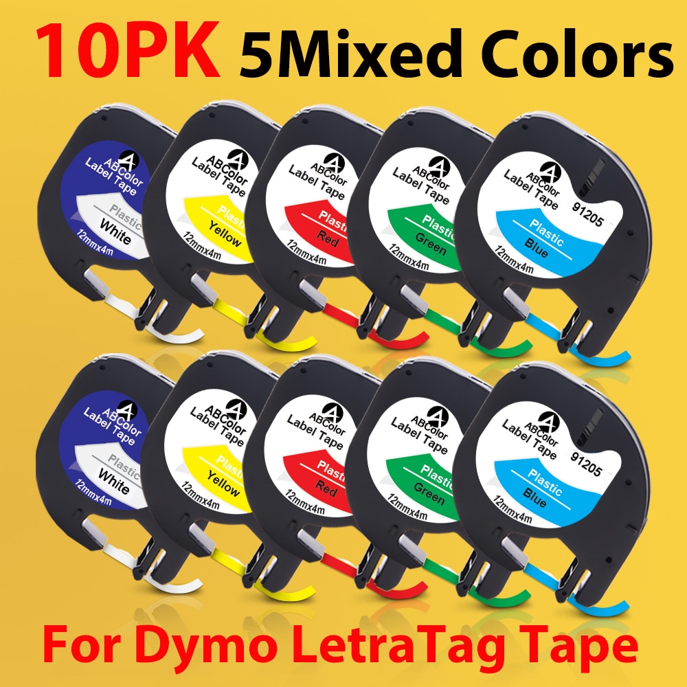 10PK 91201 91202 12267 etykiety dla Dymo LetraTag 12mm 91222 91332 taśma z etykietami 91200 91203 dla Dymo LetraTag LT-100H drukarka do etykiet