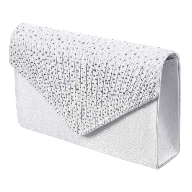 Delle donne di Seta faccia Diamante Pochette Sacchetto di Spalla di Sera di Promenade Nuziale Satchel Della Borsa Della Catena (bianco)