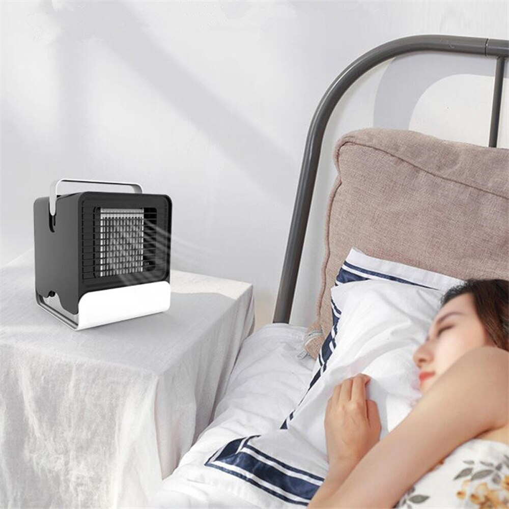 USB Mini Portable Air Conditioner Conditioning Humidifier Purifier Light Desktop Air Cooling Fan Air Cooler Fan for Office Home