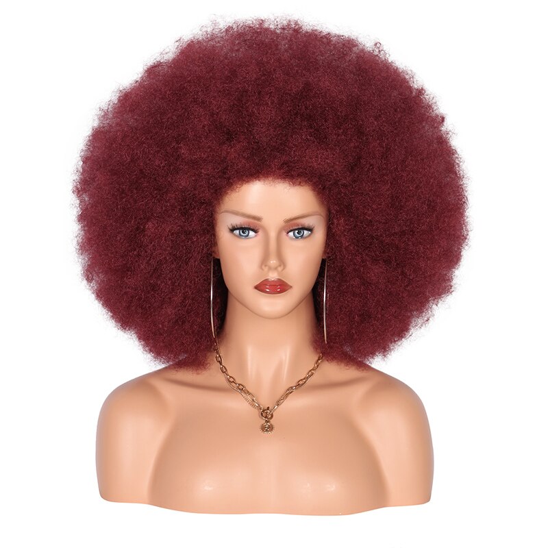 Kalyss 16 Inches Afro Kinky Curly Wigs for Black Women Short Large Bouncy Curly Wigs Soft Premium Synthetic Hair Wigs: TT1B BUG