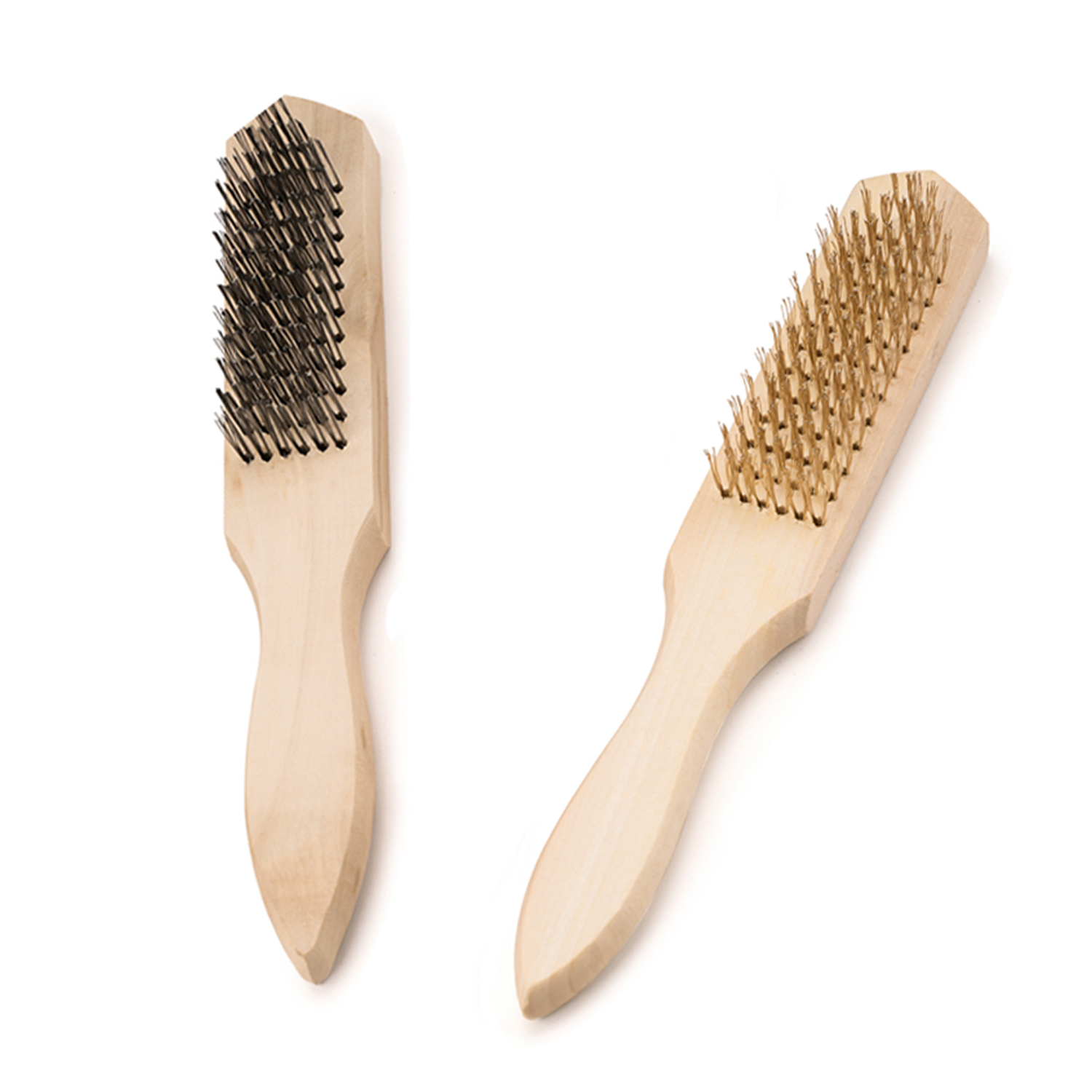 Cepillo de alambre de latón y acero inoxidable con mango de madera, limpiador ergonómico multisuperficie, herramienta de eliminación de óxido para joyería, eliminación de pintura oxidada: Blue