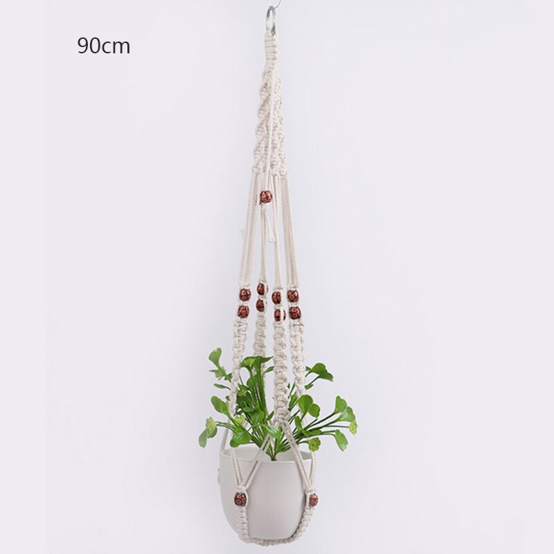 Gardening Pots Net Bag Hanging Basket Hand-Woven Cotton Rope Flower Pots Hanging Planter American Home Gardening Supplies: D