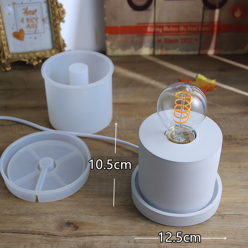 Soporte de lámpara incandescente, molde de silicona DIY, casquillo de lámpara de resina Epoxy de cemento, soporte de bombilla de noche, moldes de silicona de yeso, novedad de 2024: Gris claro
