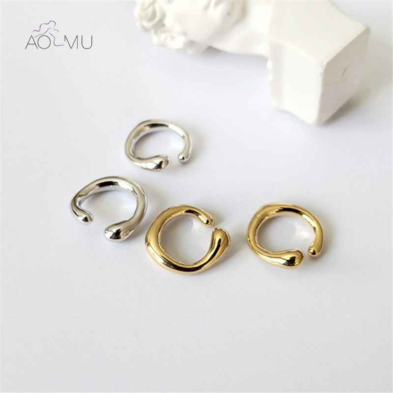 Aomu-brinco minimalista em cores sólidas, sem piercing, geométrico, redondo, de orelha, masculino e feminino, joia simples, 2020