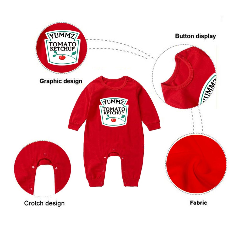 Culbutomind Yummz tomate Ketchup jaune moutarde rouge et jaune body bébé garçon jumeaux bébé vêtements jumeaux bébé garçons filles