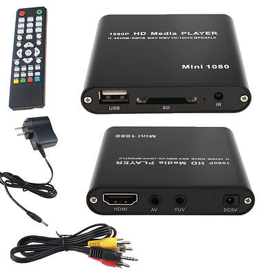 Lecteur multimédia numérique JEDX MP021 1080 p Full HD Ultra Portable pour lecteurs USB et cartes SD HDMI CVBS avec adaptateur pour téléphérique AV