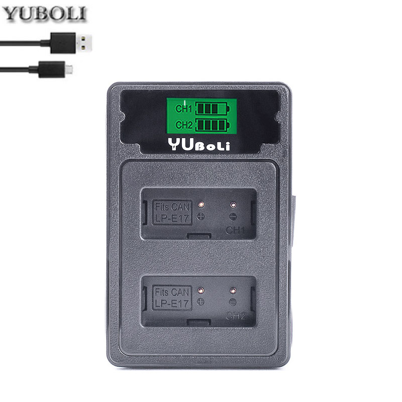4x7,4 v 1300mah batería LPE17 LP E17 LP-E17 batería para Canon EOS 200D M3 M6 750D 760D T6i T6s 800D 8000D beso X8i cámaras: new dual charger