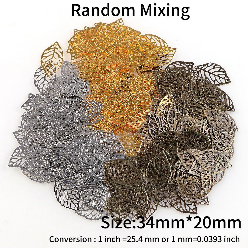 100 stuks ambachtelijke holle bladeren hangers klassieke multifunctionele metalen blad charme geavanceerde DIY filigraan sieraden maken accessoire: Clear