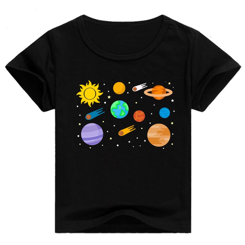 Camiseta de manga curta estampa de planeta, camiseta infantil para meninos e meninas: hei / 9 T