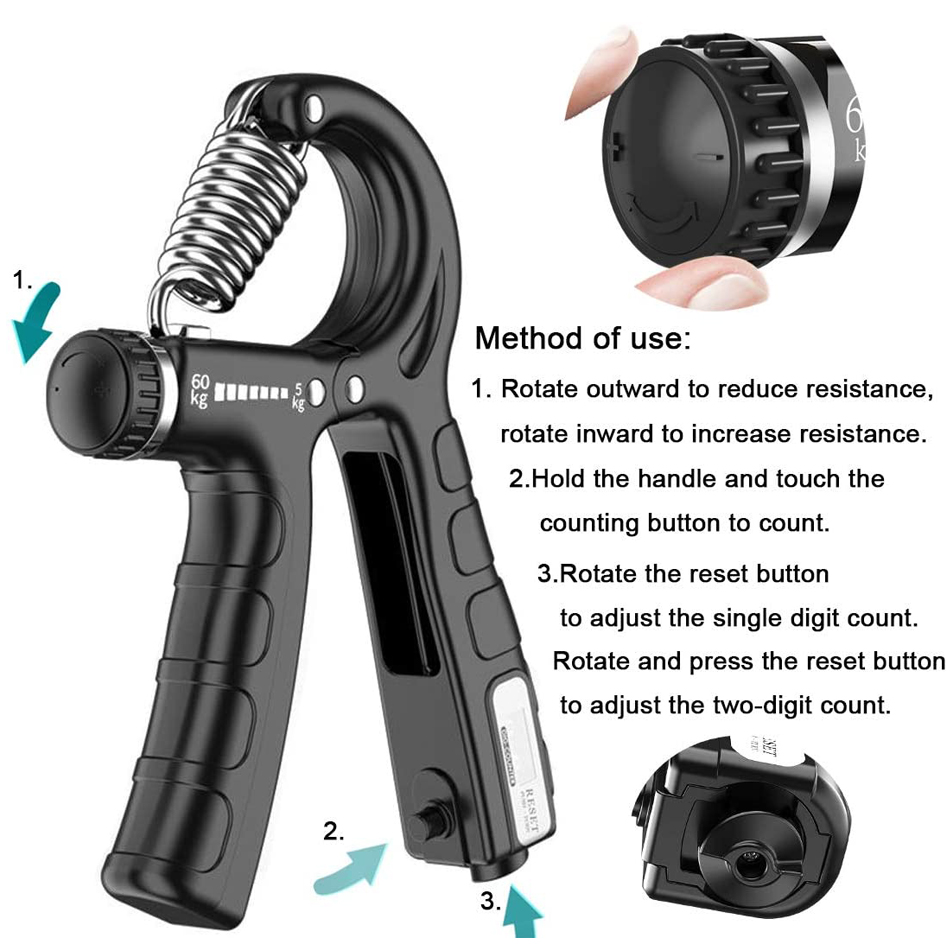 Worthdefence 5-60Kg Adjustable Hand Grip Men Countable Finger Strengther Heavy Exerciser Home Fitness Muscle Recovery Gripper