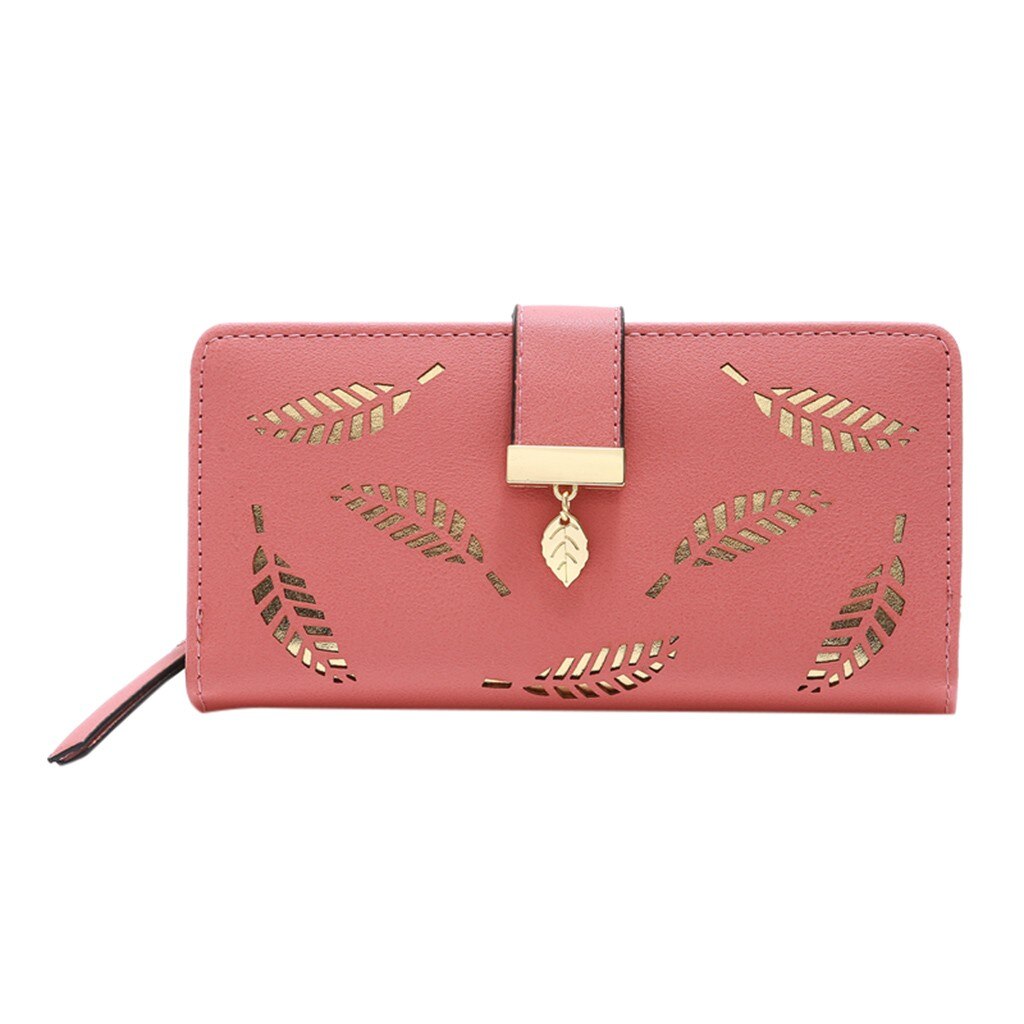 Vrouwen Portemonnee Pu Lederen Tas Vrouw Lange Wallet Gold Hollow Bladeren Pouch Handtas Voor Vrouwen Portemonnee Kaarthouders Clutch #14: Oranje