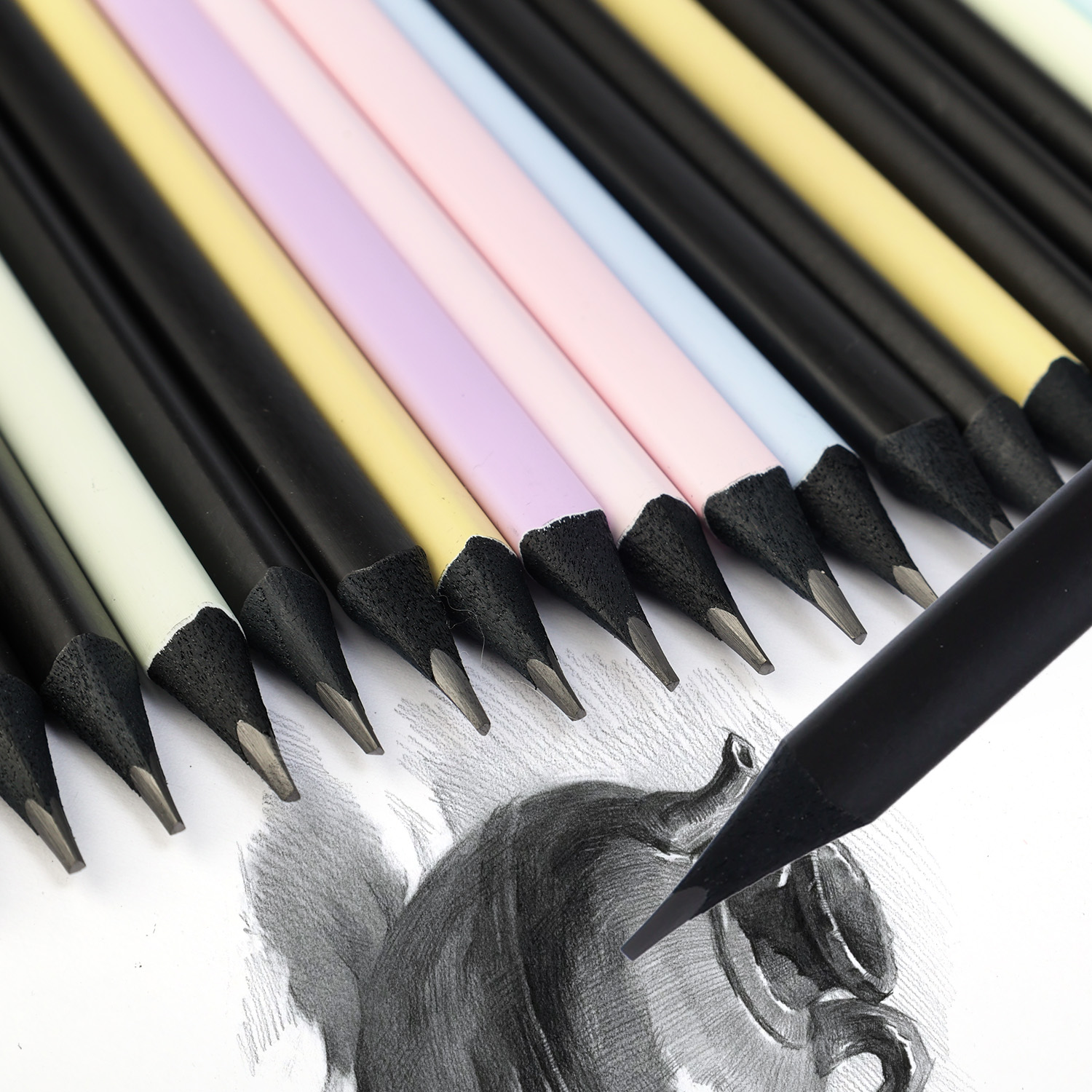 Kit de lápices de bocetos HB 2B de madera negra para dibujar, pintar, escribir, bolígrafos de plomo de madera, suministros estacionarios multifunción para estudiantes