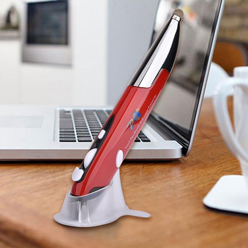 2.4G Wireless Mouse Adjustable 1600DPI Pen Mouse USB Optical Air Mouse Presenter Pen Mini Mice Capacitive Pen for Tablet Laptop: Red
