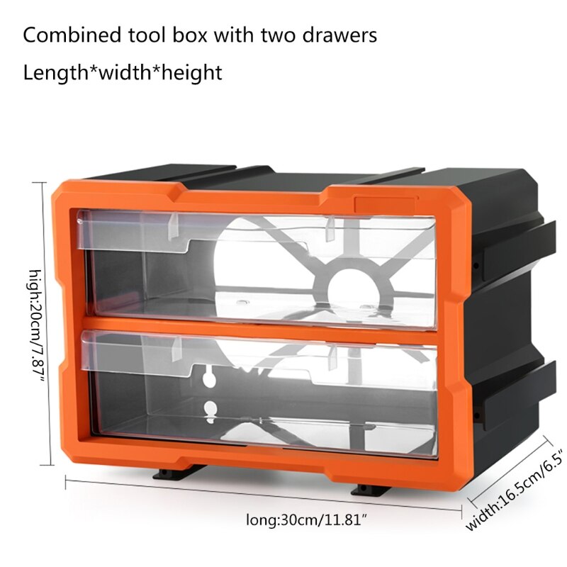 Durable Orange and Black Multi-cell Compartment Storage Box for Screws /Nuts /Small Parts 7.87x11.81x6.5&quot;