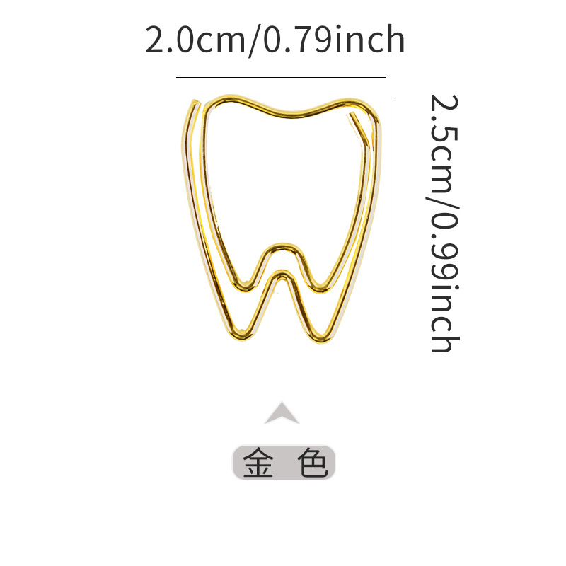 Zahnform Büroklammer Zahn Büroklammer Goldene Memo Clip Gebogene Nadel Stift Niedliche Lesezeichen Zahnförmige Büroklammern: WEISS