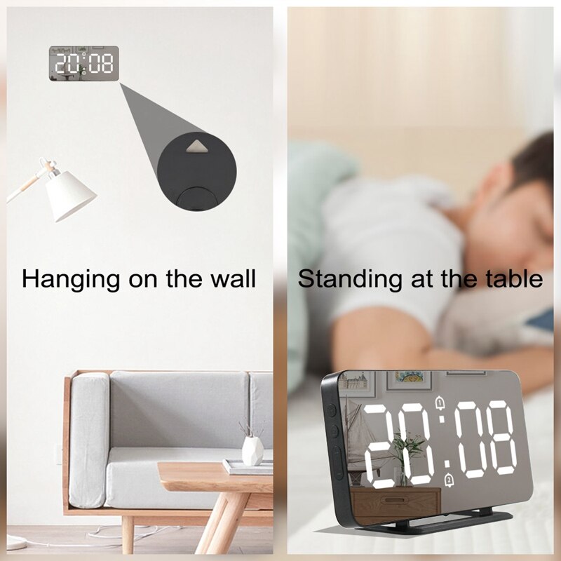 6 Inch Dimmable LED Sn Digital Clock for Bedroom,Lightweight Smart Double Number Alarm Clock with Snooze Function