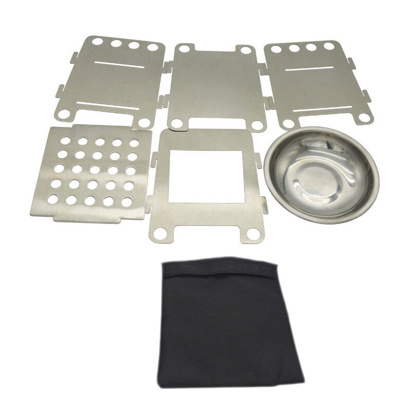 Folding Wood Stove Alcohol Stove Stand Bracket Portable Outdoor Picnic Cook BBQ Burners Titanium Stainless Steel Camping Stove