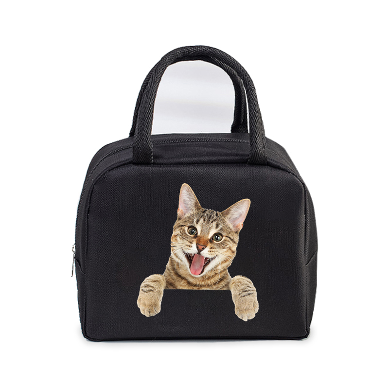 Lunch Bag for Women Men Insulated Portable 3D Cartoon Cats Multifunctional Bag Thermal Food Container School Kids Picnic Handbag: YELLOW