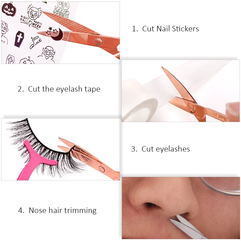 Ciseaux à sourcils en acier inoxydable, coupe-cils, pour le visage, le nez, épilateur, manucure, cuticules, beauté, outils de maquillage, 1 pièces