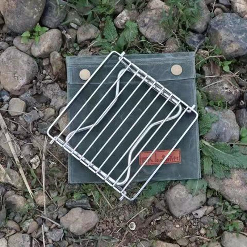 Outdoor Camping Self-Driving Tour Portable Pot Rack Folding 304 Stainless Steel Barbecue Rack Camping Frying Pan Barbecue Rack: green