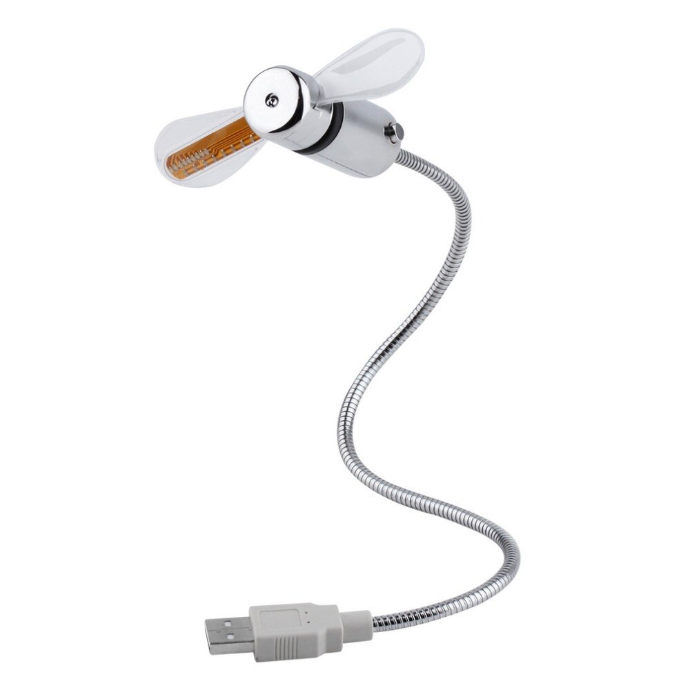 1pc Mini Gadget USB réglable Durable horloge LED de temps Flexible ventilateur USB avec lumière LED affichage du temps Gadget frais directe