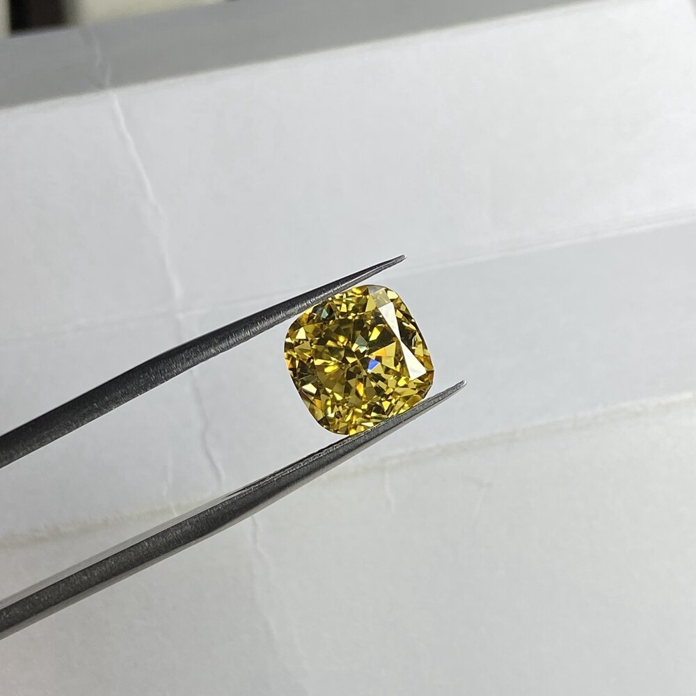 Meeiddian 6A 9x9MM 7.5 CTS cuscino pietra preziosa di diamante giallo Vivied con zirconi tagliati sul ghiaccio