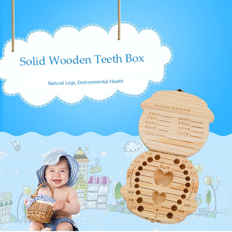 Russisch/Frans Kids Houten Tand Doos Babies Tand Organizer voor Kid Bladverliezende Opbergdoos Creatieve Kind Melk tanden Doos