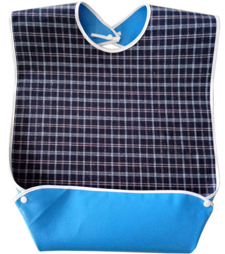 Cotton1 Pcs Large Waterproof Adult Mealtime Bib Clothes Clothing Protector Aprons Eating Accessory: Dark Blue