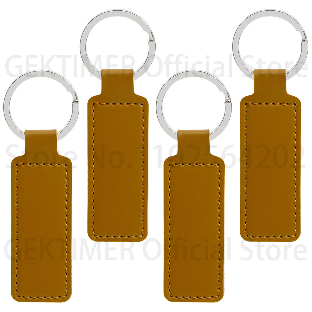 10 Stuks Heldere PU Lederen Sleutelhanger dubbelzijdig Customiz Auto Draad Metalen Hanger PU Sleutelhanger Eenvoudige Sleutelhangers Keyholde: Kaki