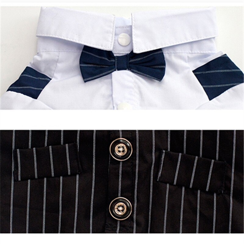 Pet Dog Clothes Wedding Suit Cute Gentleman Tuxedo Bow Puppy Coat Striped Suit 5 Size Supplies Pets