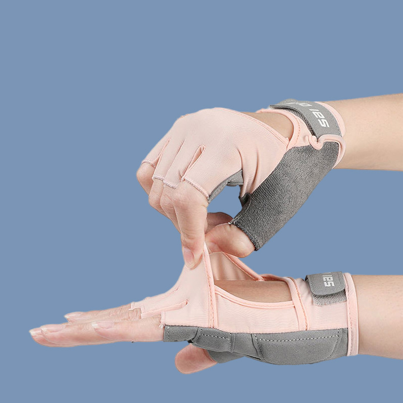 Gants de sport haltérophilie Fitness cyclisme demi doigt Protection solaire haltère glace soie hommes femmes Yoga gants antidérapants
