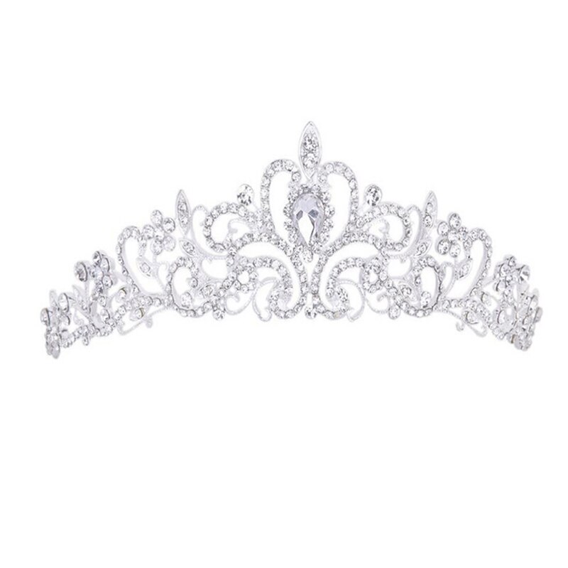 Women Girls Wedding Bride Crown Headwear Rhinestone Tiaras Cute