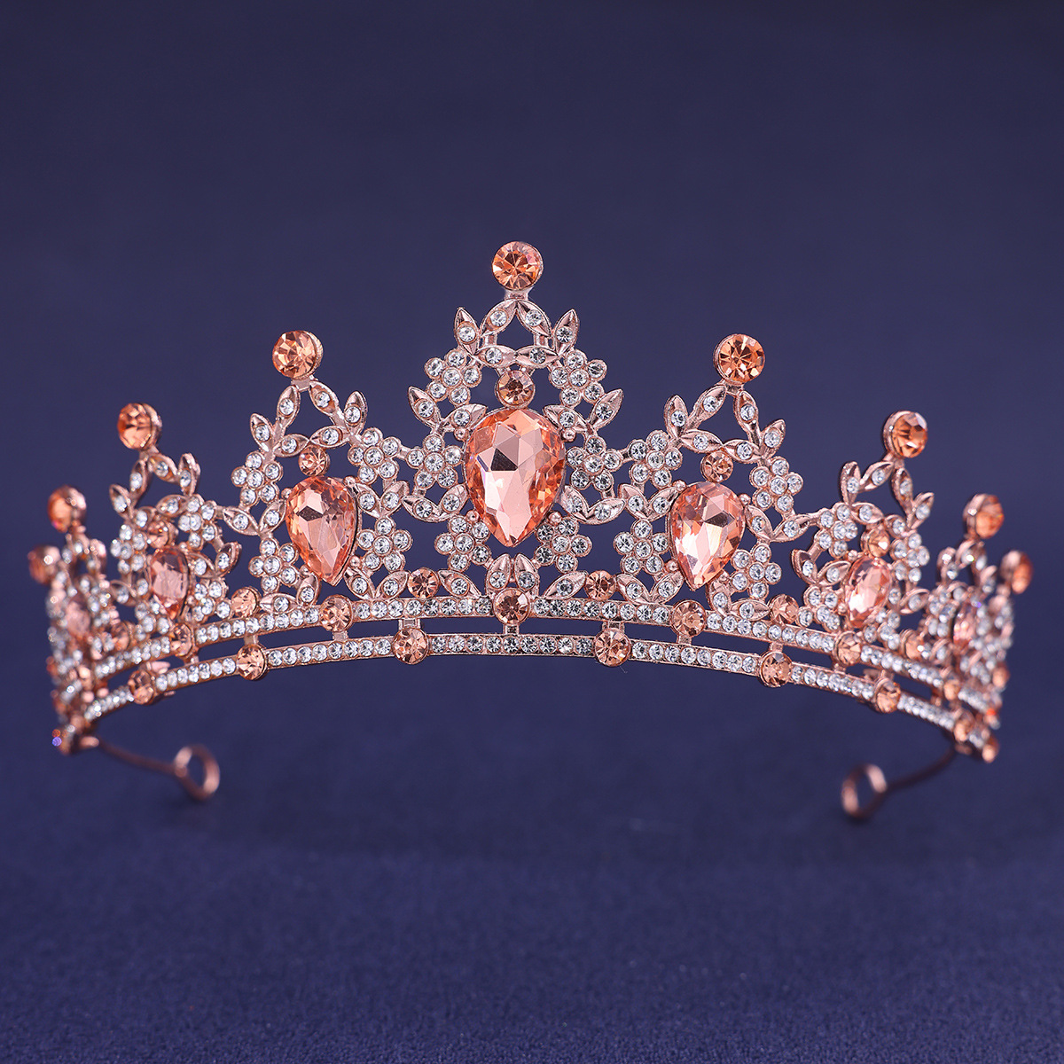 Accessoires pour cheveux de mariage, couvre-chef, bijoux de tête, diadème de cheveux de mariage, couronne de diadème de mariée en cristal, couleur argent, diadème en voile: Champagne