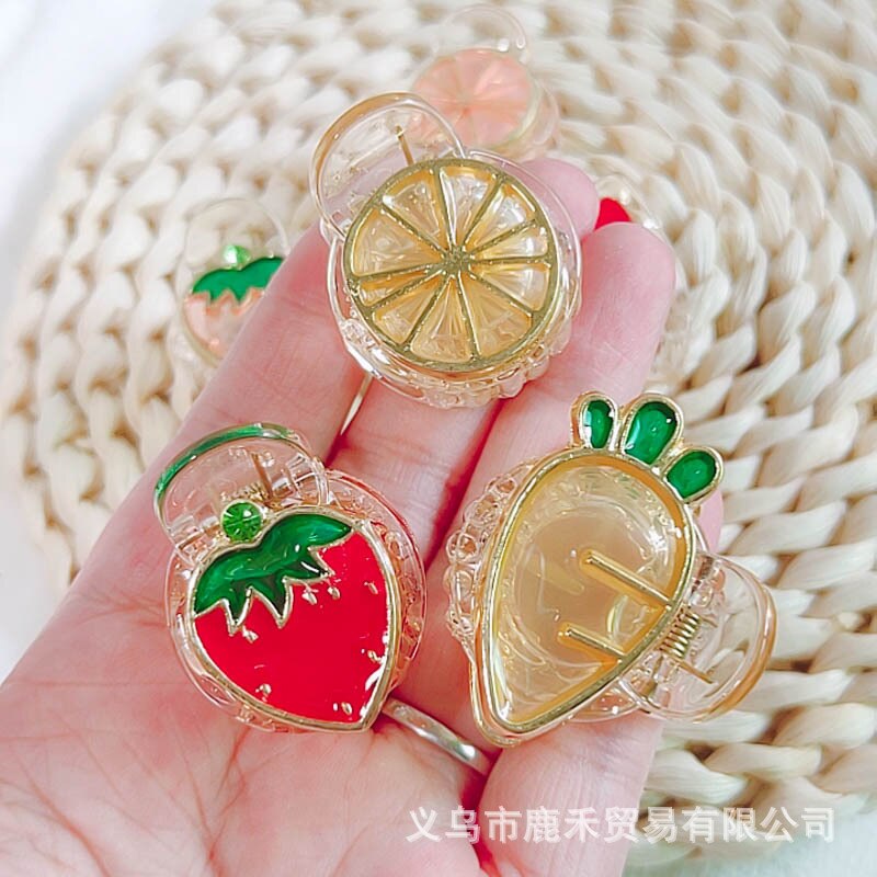 Pinza de agarre para fruta bonita, horquillas de sandía, fresa, limón, adorno de pelo para niños, flequillo lateral