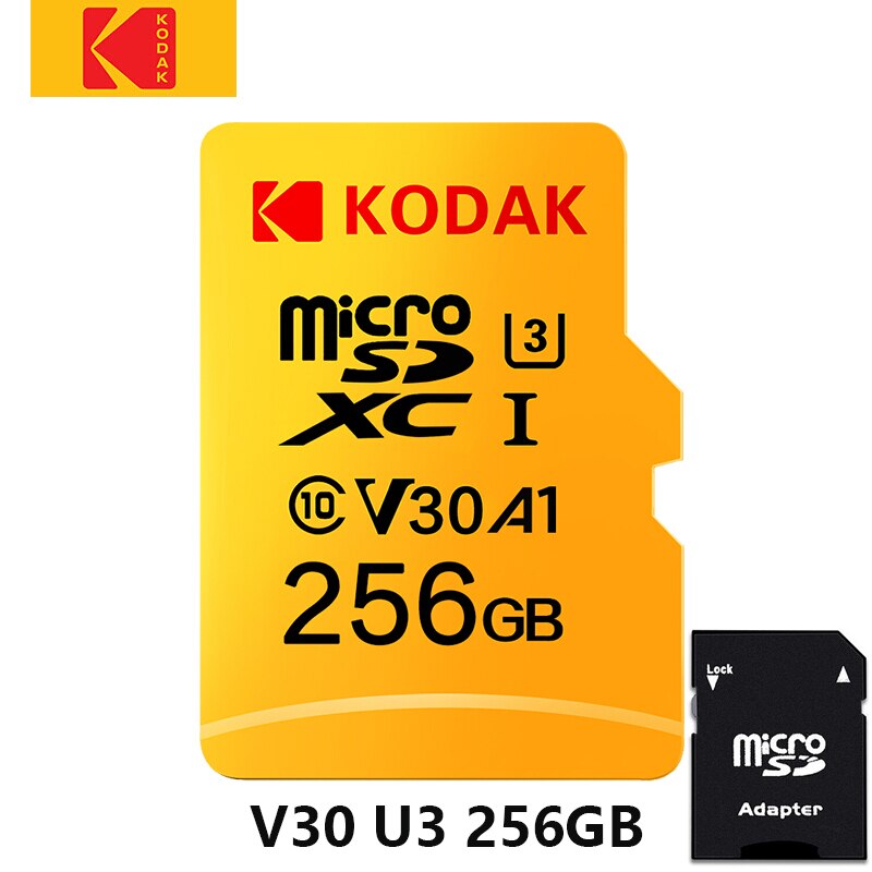 Kodak – carte mémoire micro sd, 100 mo/s, 128 go/32 go/64 go, Ultra TF, classe 10, V30, U3, pour appareil photo et téléphone macbook: U3 256GB