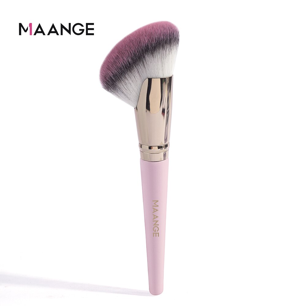 MAANGE-brocha bronceadora para colorete densa, brocha de maquillaje en ángulo, brocha Premium perfecta para resaltar el contorno facial, cremas y polvos: Rosa