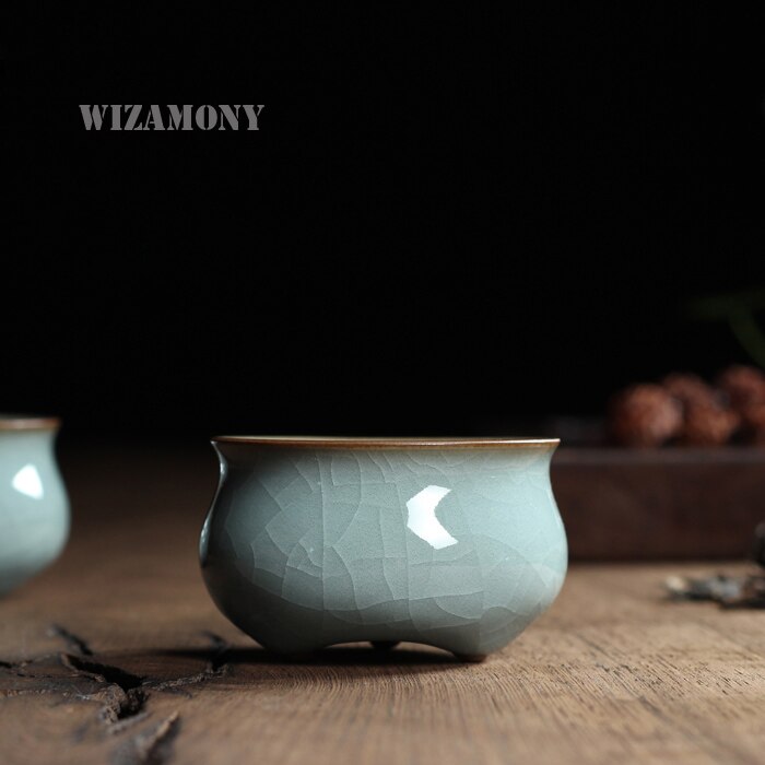1 pcs Chinese Longquan Celadon Porcelain Gaiwan Teacups Porcelain Bowl 65ml China Tea Pot Celadon Crackle Teacups
