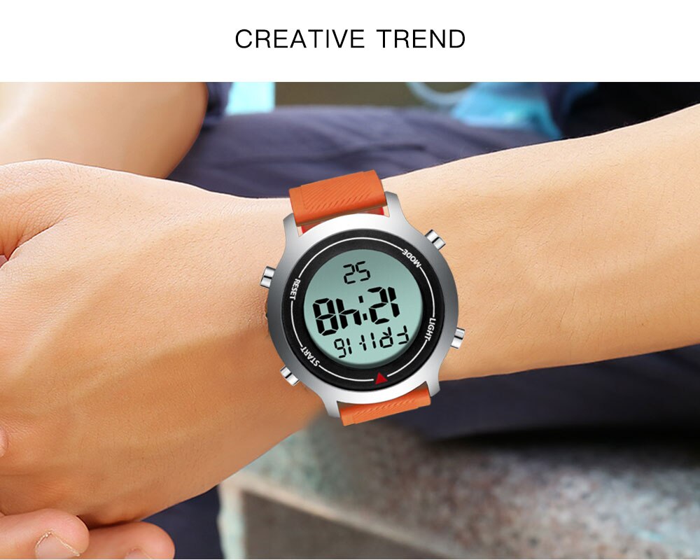 BIDEN Mens Watch Digital Wristwatch Silicone Tape Waterproof Top Brand Sport Erkek Kol Saati