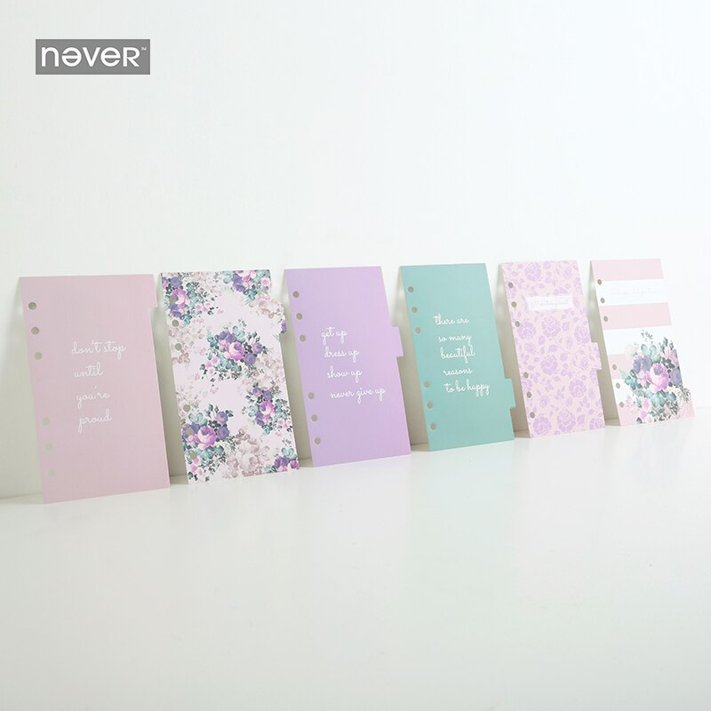 Nooit Rose Serie A6 Planner Verdelers Index Pagina 'S Voor Filofax Spiraal Notebook Filler Papers Diary Bookmark 6 Vellen Briefpapier