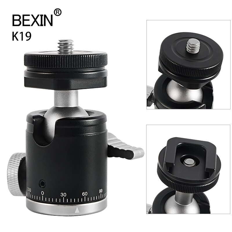 Mini-kugelkopf, einbeinstativ-kugelkopf, stativkopf, 360 panoramaköpfe mit blitzschuhadapter für dslr-kameras, blitzstativ