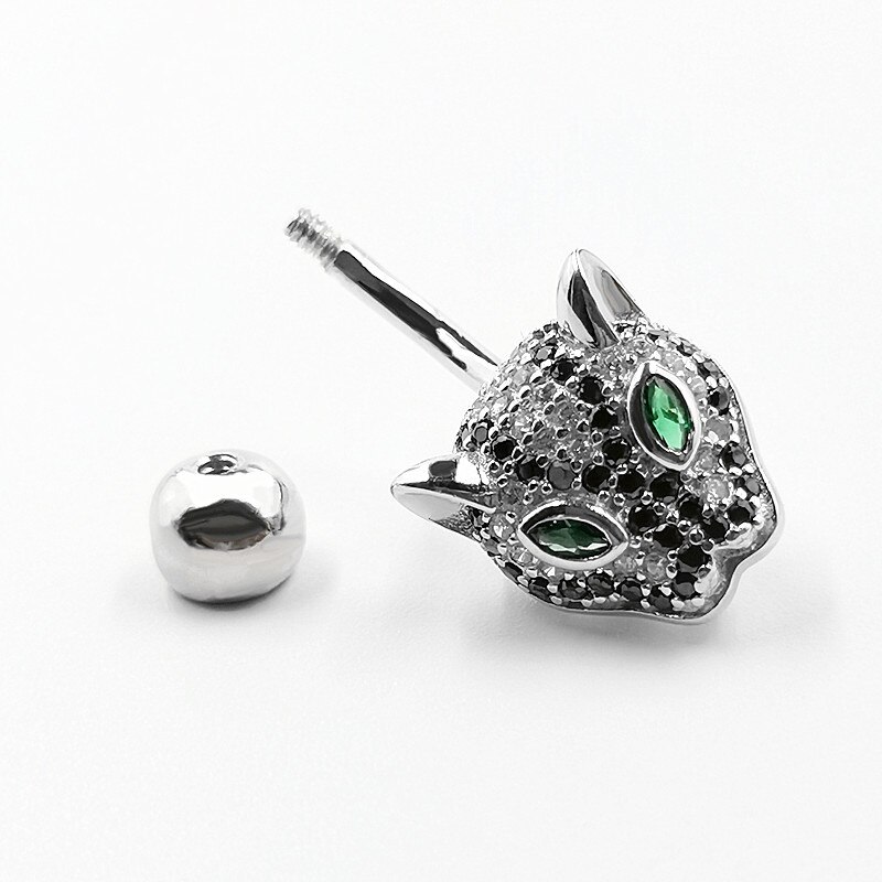 925 sterling silver belly button ring leopard style navel piercing body jewelry for