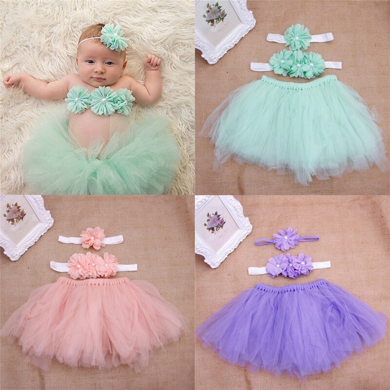 2018 moda bebê da criança menina flor roupas + hairband tutu saia foto prop traje outfits 3 pçs saia jul17_17