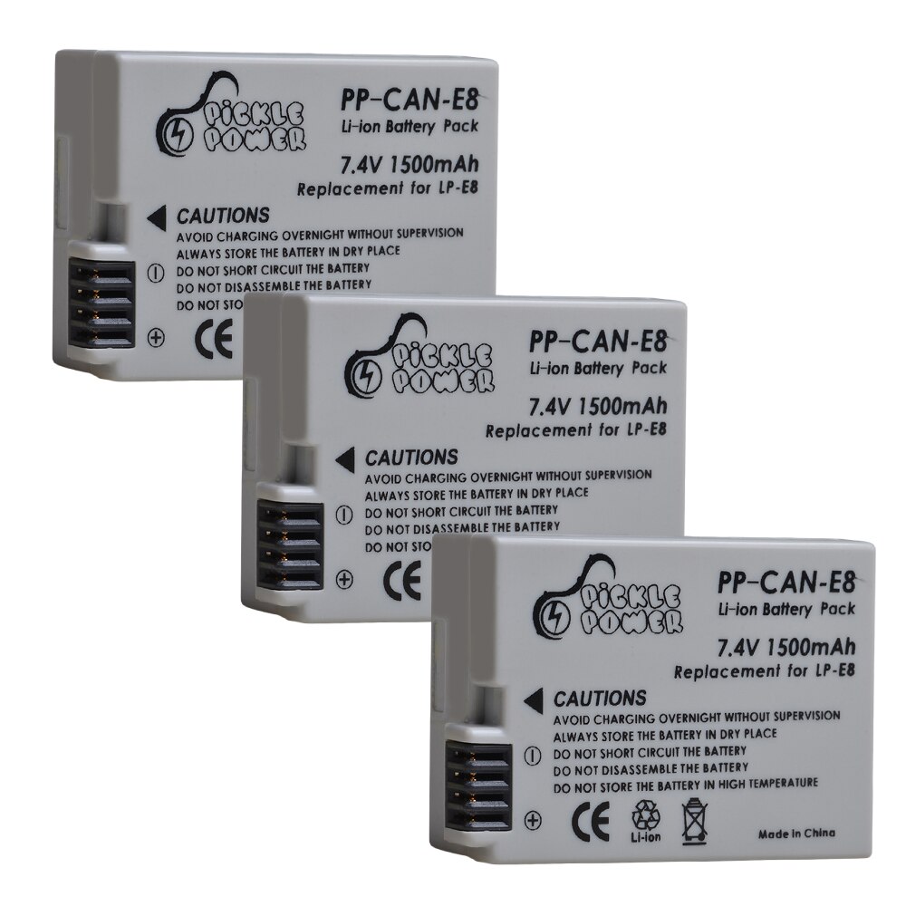 LP-E8 LPE8 LP E8 Batterie 1500mAh + LED Dual Ladegerät für Kanon EOS 550D 600D 650D 700D Kuss X4 x5 X6i X7i Rebell T2i T3i T4i T5i.: 3 Batterie