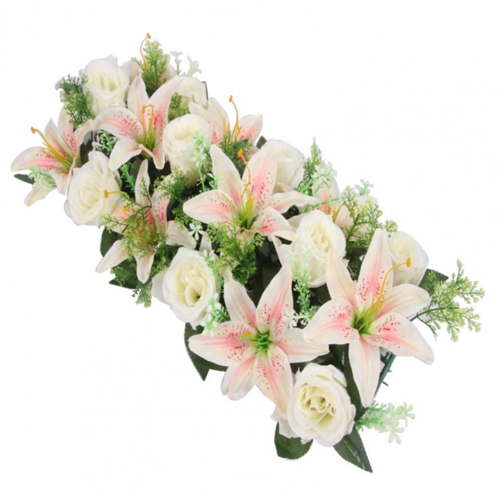 42cm Artificial Flowers Chic Shape DIY Artificial Rose Flowers Garden Fence Wedding Home Decoration Garland Table Decor Flower: Beige