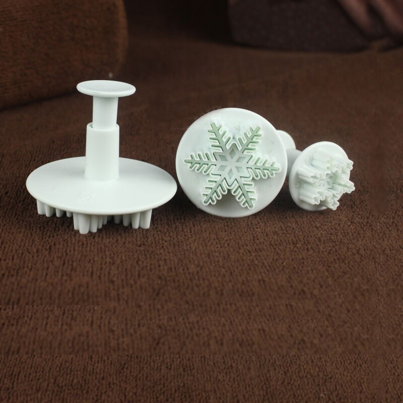 3 stuks/set kerst sneeuwvlok fondant cupcake taartdecoratie zuiger suikercraft uitsteker suiker snoep bakvorm gereedschap