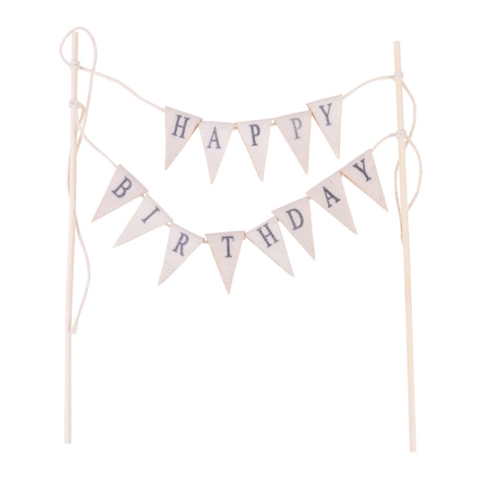 1 Pc Cake Topper Banner Happy Birthday Handmade Pennant Flag Banner Cake Topper Garland for Birthday Wedding Banquet: Default Title
